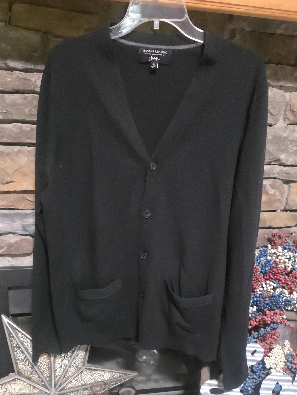 Banana Republic Italian Merino Black Cardigan Sz XLT